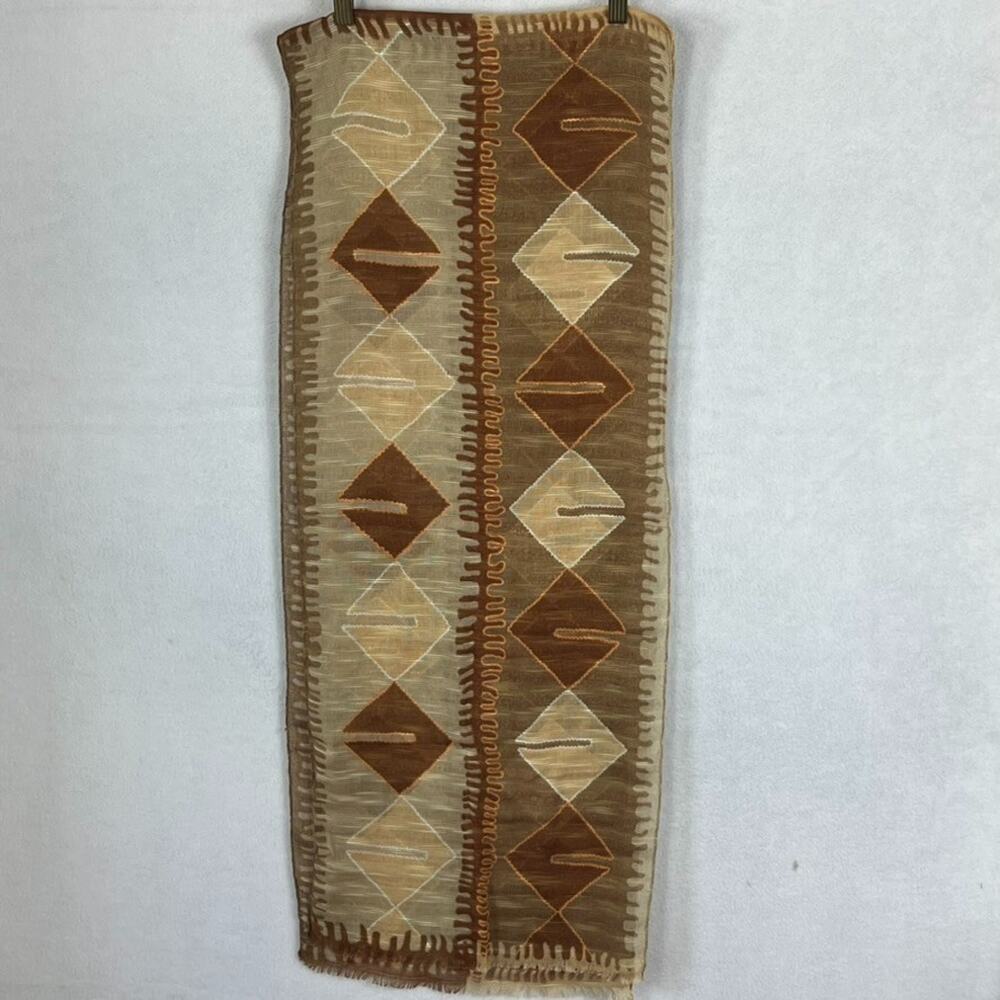 Unbranded Scarf Women's Brown Geometric Pattern 72"x14.5"